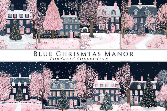 Blue Christmas Manor Backgrounds: A Winter Wonderland Collection