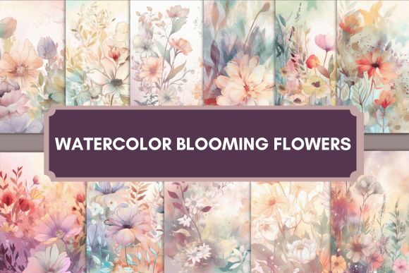 Bring Your Designs to Life with Watercolor Blooming Flowers Backgrounds