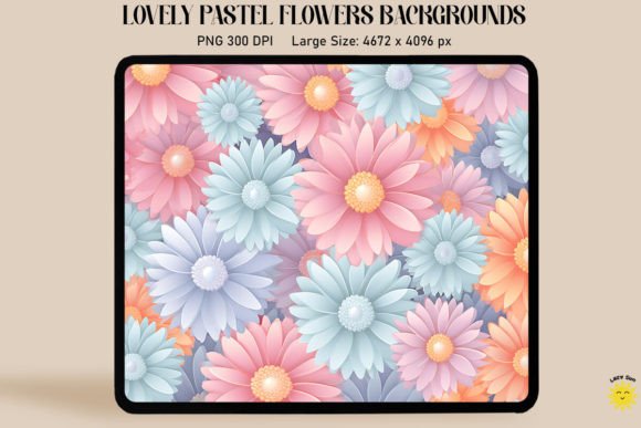 Cute Daisies Pastel Colors Backgrounds: Soft Floral Design Assets