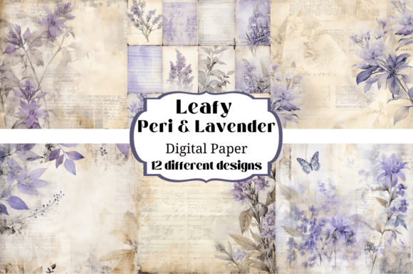 Elevate Your Projects with Peri & Lavender Leafy Floral Backgrounds