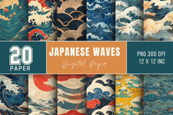 Japanese Waves Backgrounds Bundle: Elevate Your Design Projects