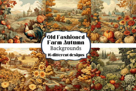 Old Fashioned Farm in Autumn Backgrounds: A Digital Designer's Harvest