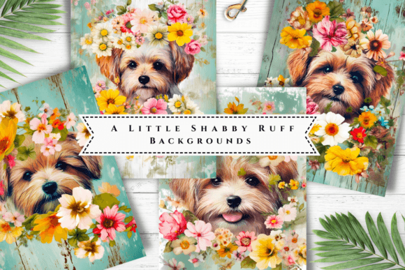 Shabby Chic Floral Dog Backgrounds for Your Projects