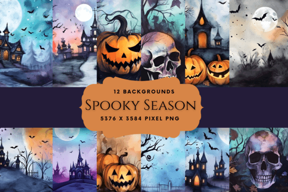 Spooky Season Magic with Halloween Watercolor Backgrounds